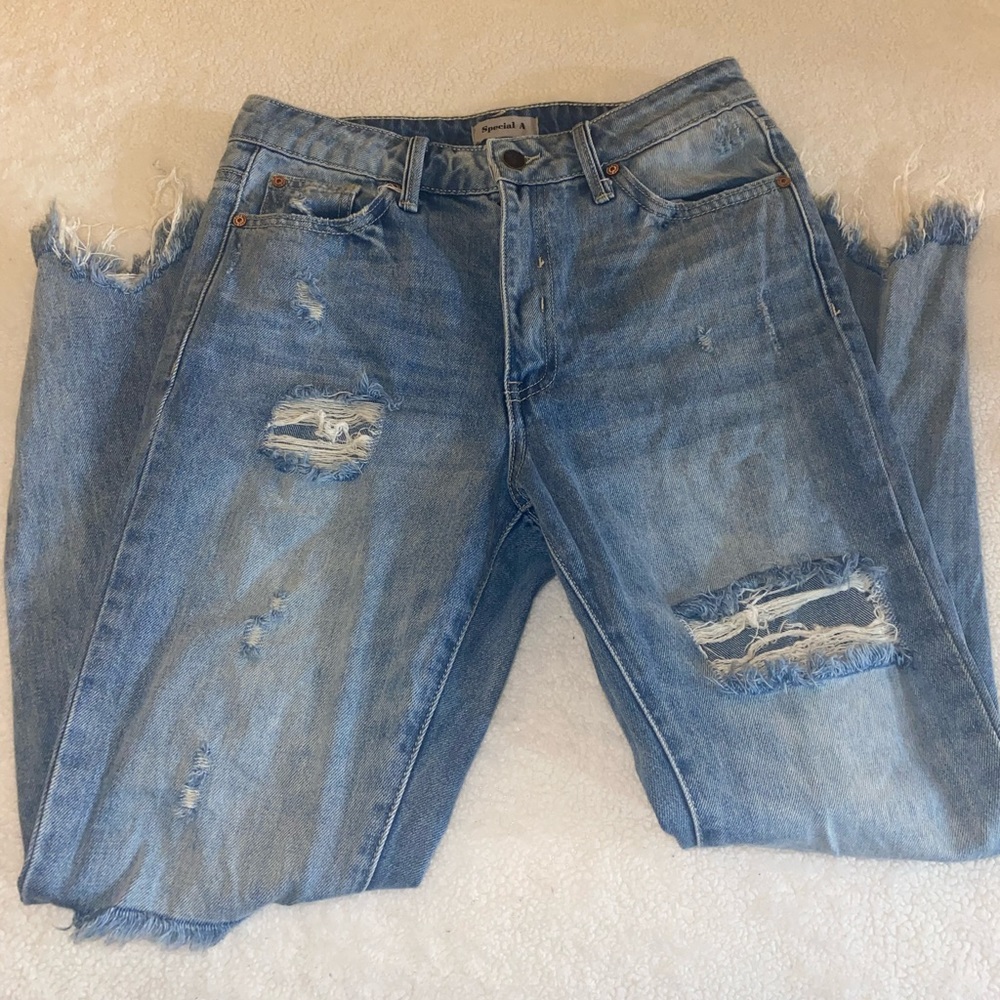 Special A brand high rise “mom” Jean style
